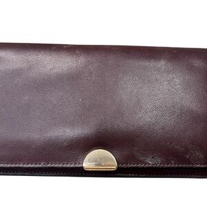 Coach Burgundy Leather Wallet with Gold Zip Detail